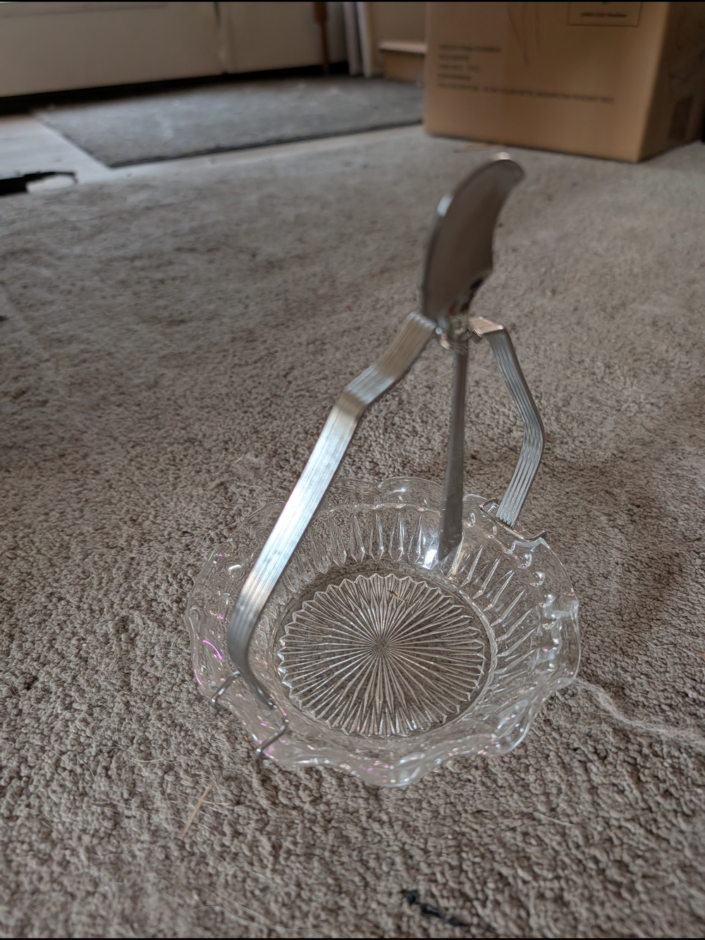 Glass Candy Dish with Silver-Tone Handle - Clear and Silver Serving Basket